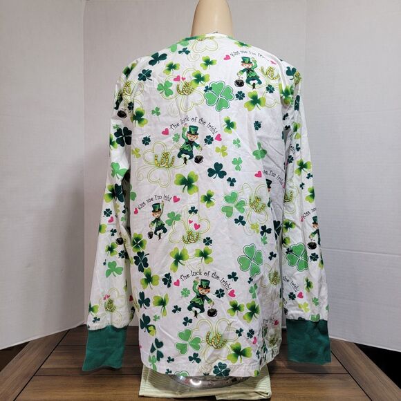 Uniform Advantage LS Scrub Jacket St. Patrick's Day "Kiss Me I'm Irish" Size XS - Picture 3 of 4